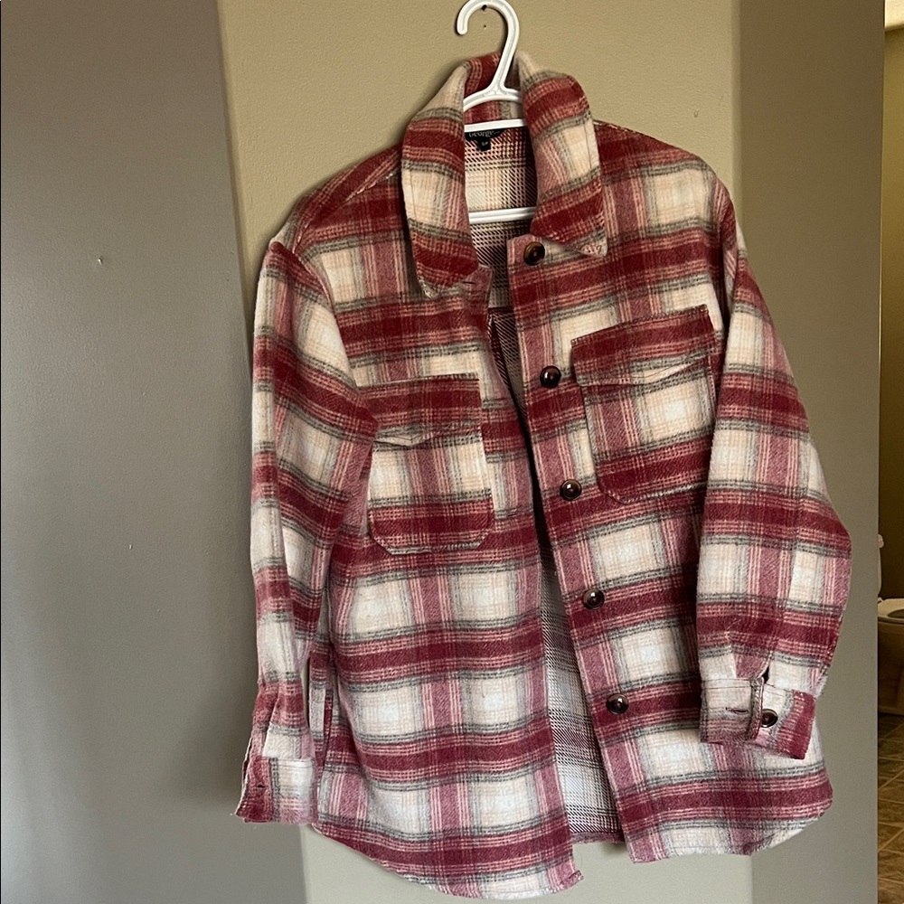 George Women's Plaid Jacket - Red and Cream